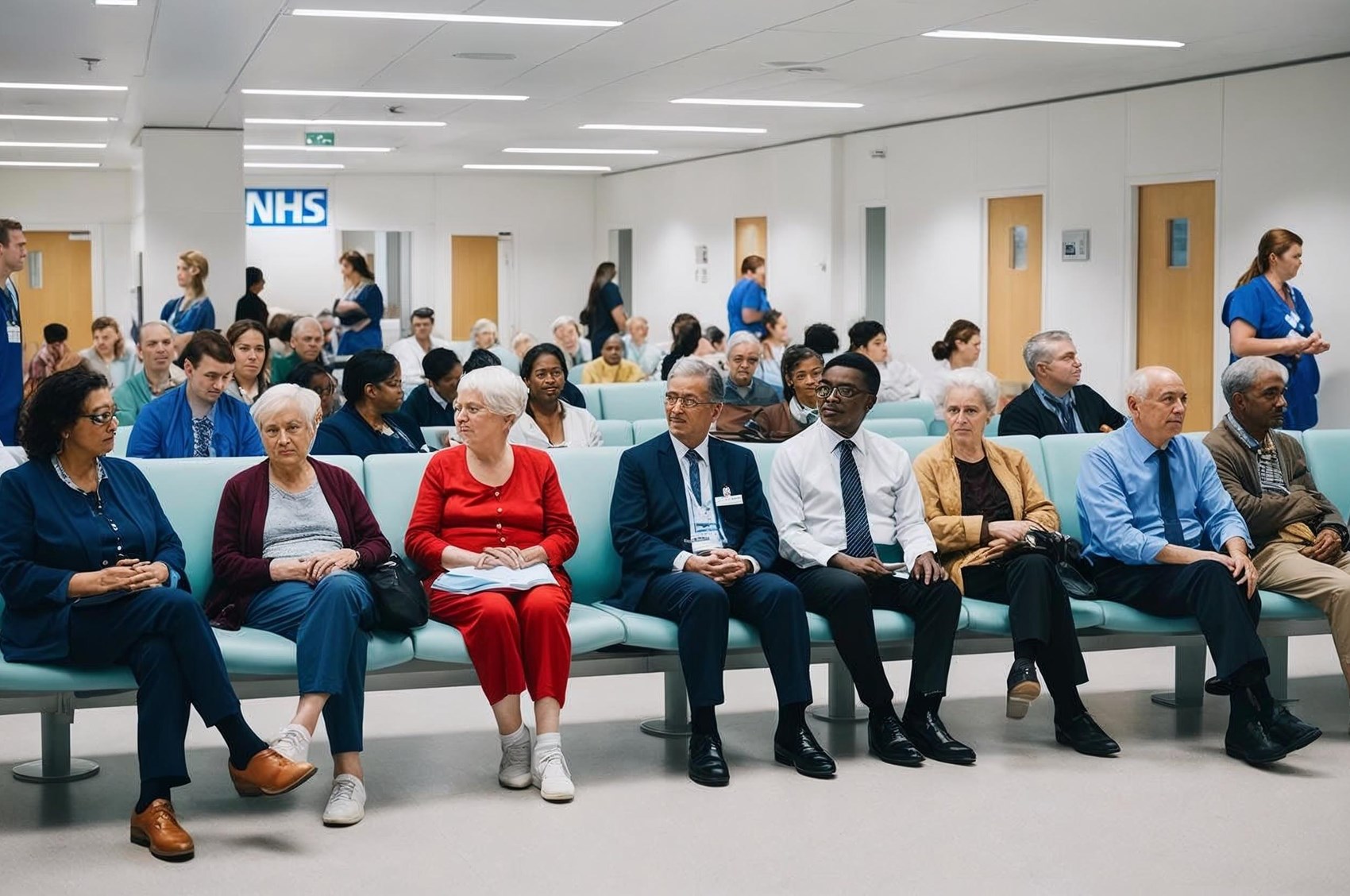 Crowded Nhs Outpatient Waiting Area